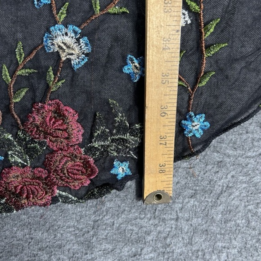 VTG Women's Embroidered Floral Cardigan M Sheer Black Whimsigoth Witchy Boho - Picture 6 of 9